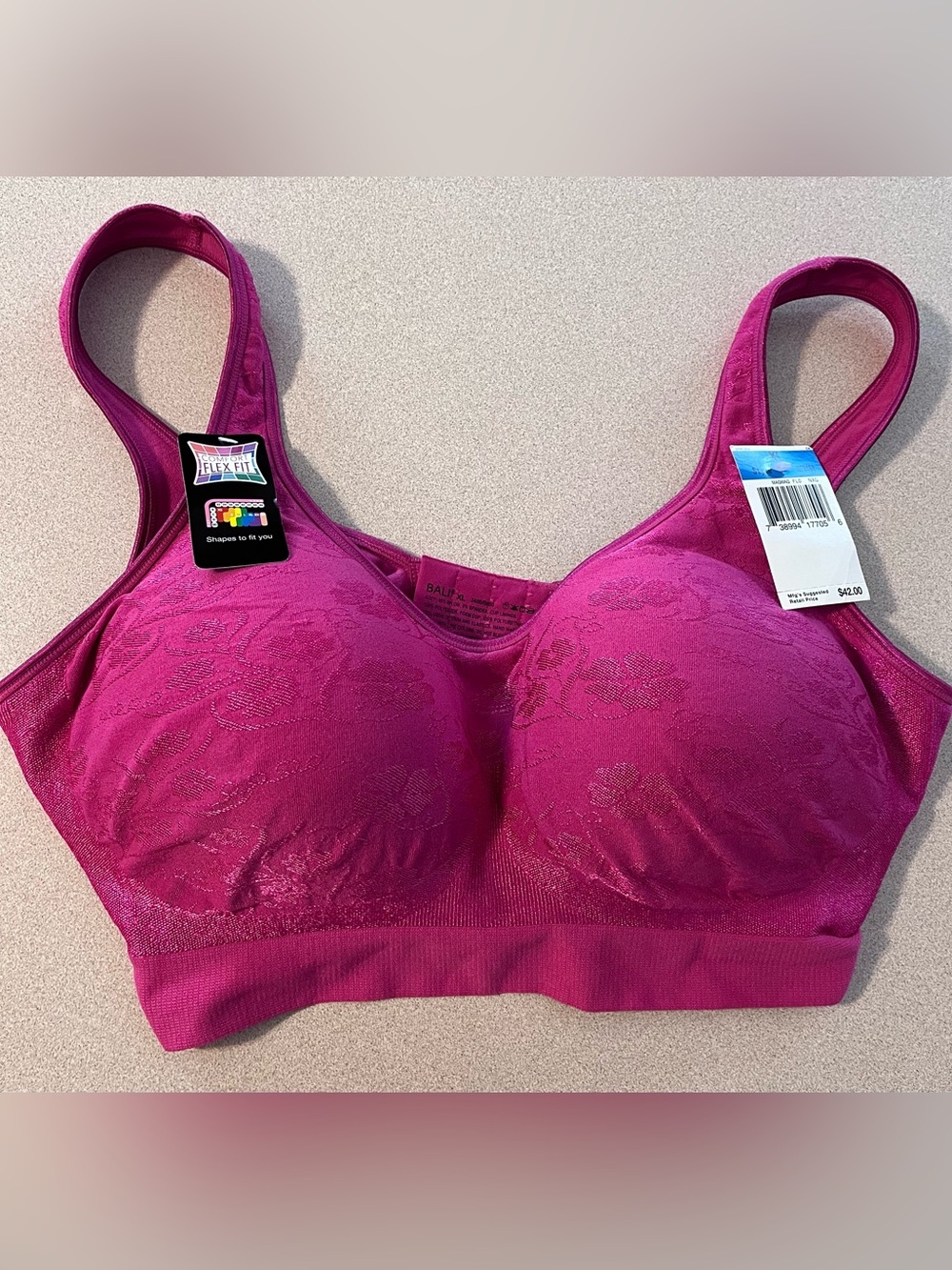 Bali Magenta Comfort Flex Fit Bra NWT Size XL Style DF3488